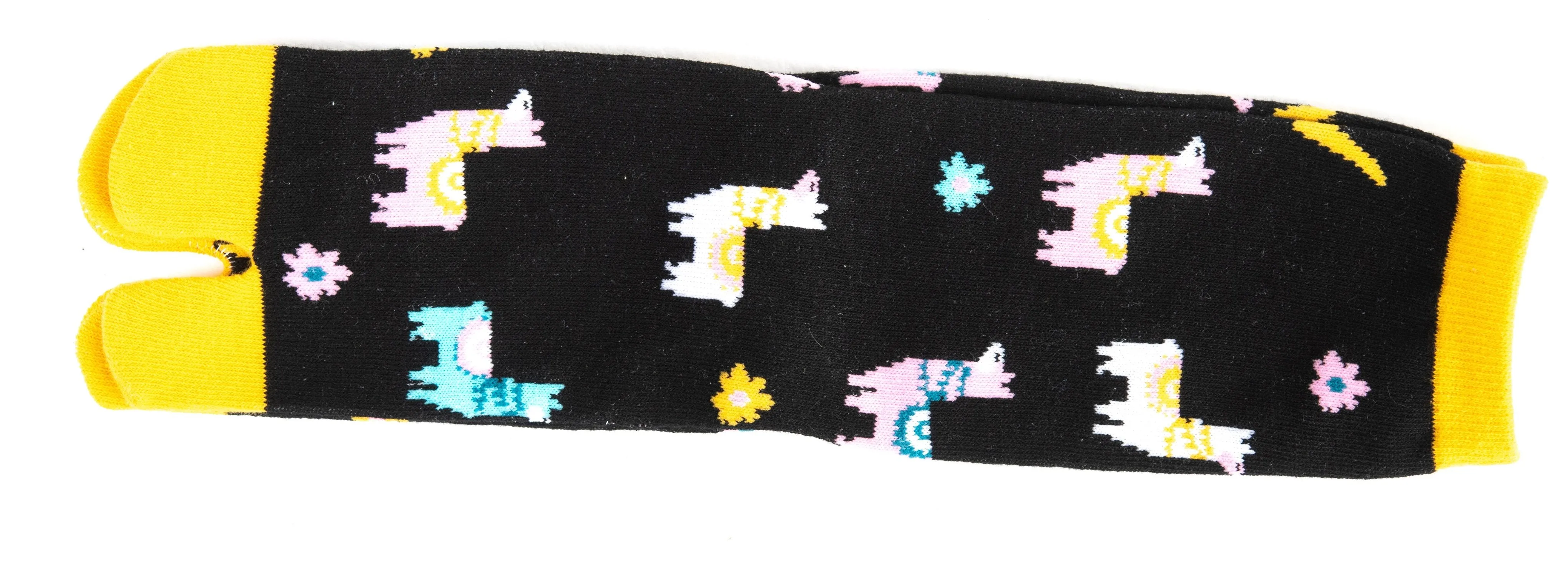 1 Pair - V-Toe Flip Flop Tabi Socks - Black Llamas