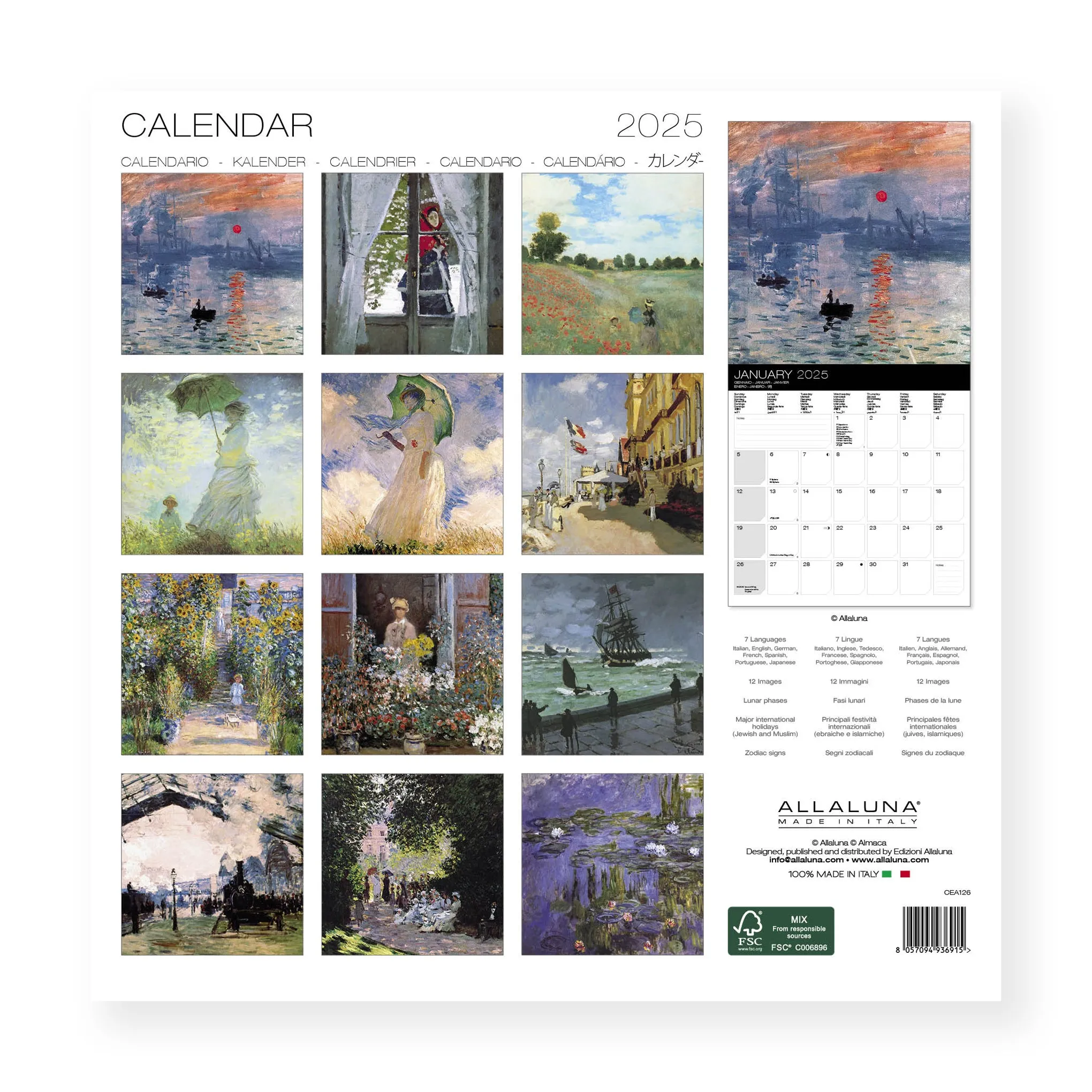 2025 Claude Monet Wall Calendar