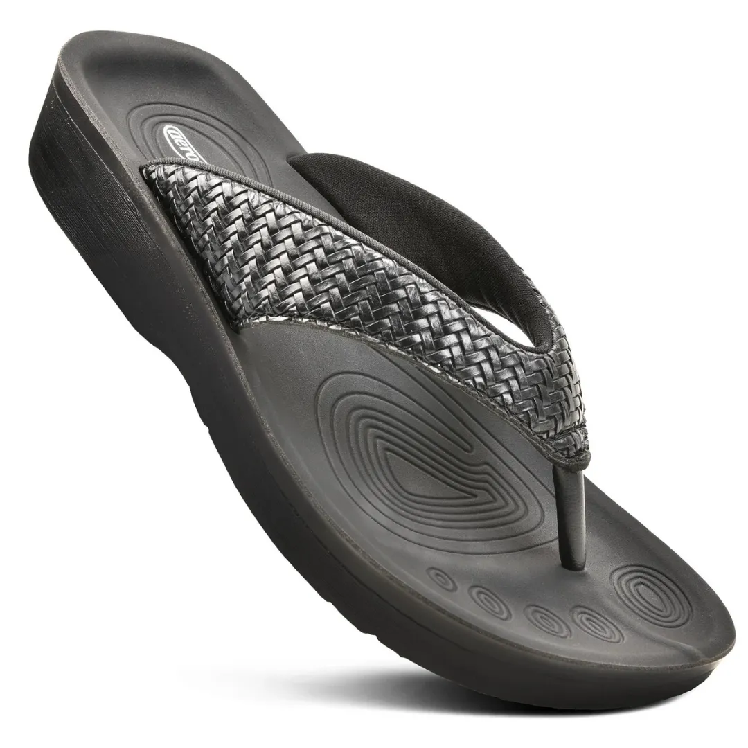 Aerothotic Dune Arch Support Flip Flops - Black