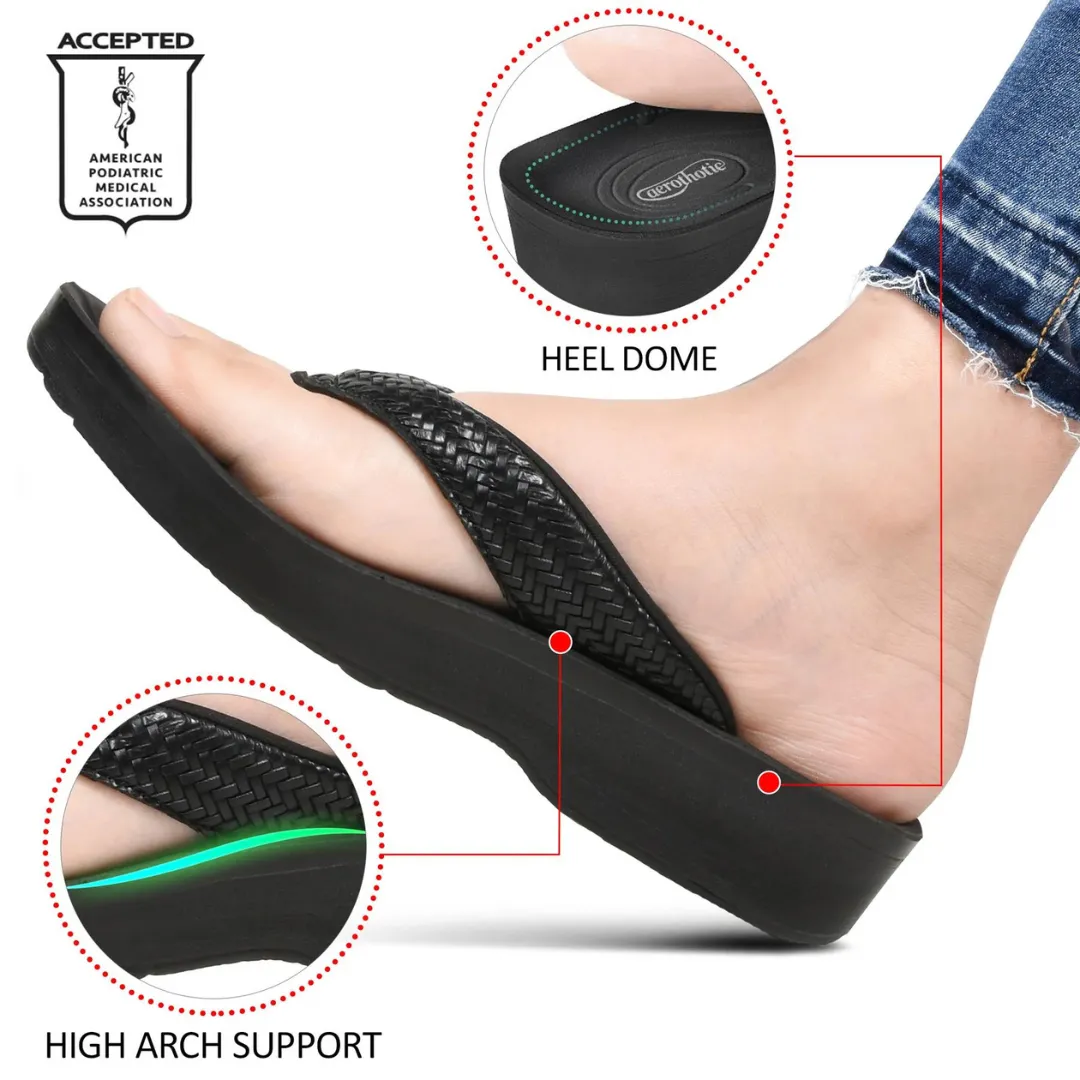 Aerothotic Dune Arch Support Flip Flops - Black