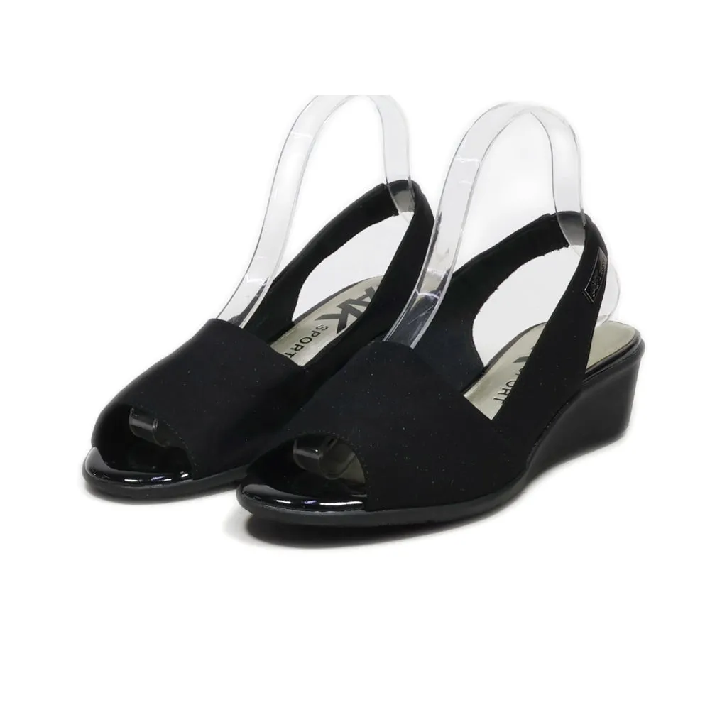 Anne Klein Sport Wedge Sandals Fabric Black Colour For Women