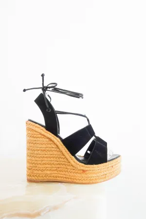 Black suede espadrille sandals RRP £500 -Final sale