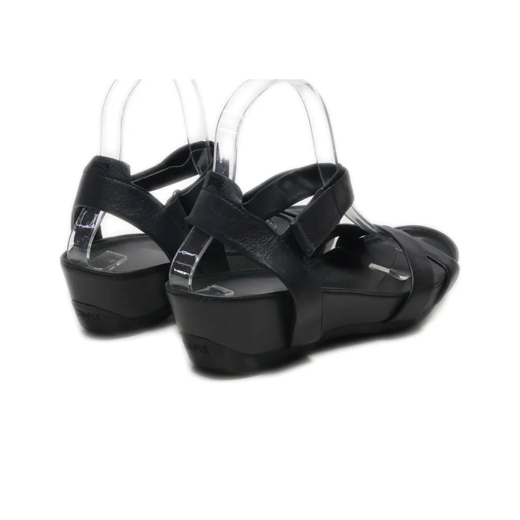 Camper Wedge Sandals Leather Black Colour For Women