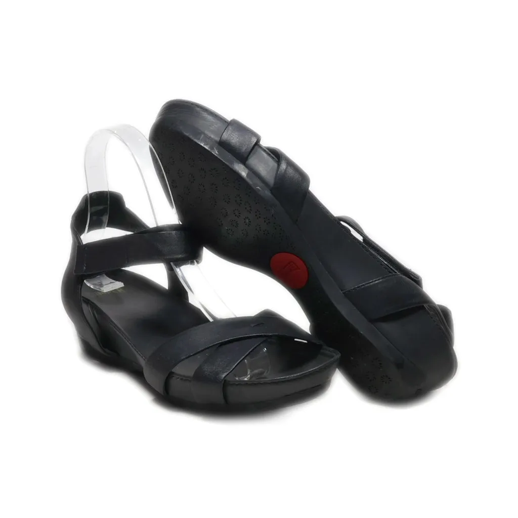 Camper Wedge Sandals Leather Black Colour For Women