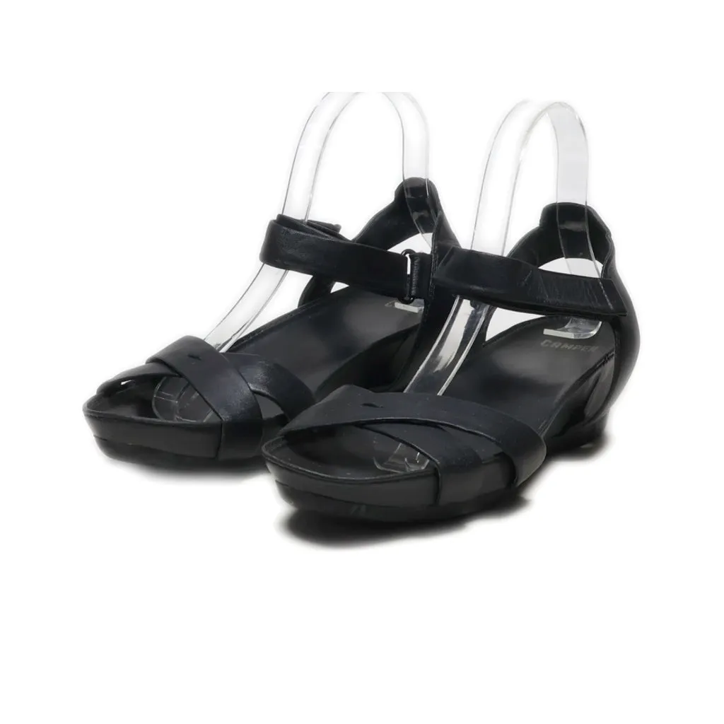 Camper Wedge Sandals Leather Black Colour For Women