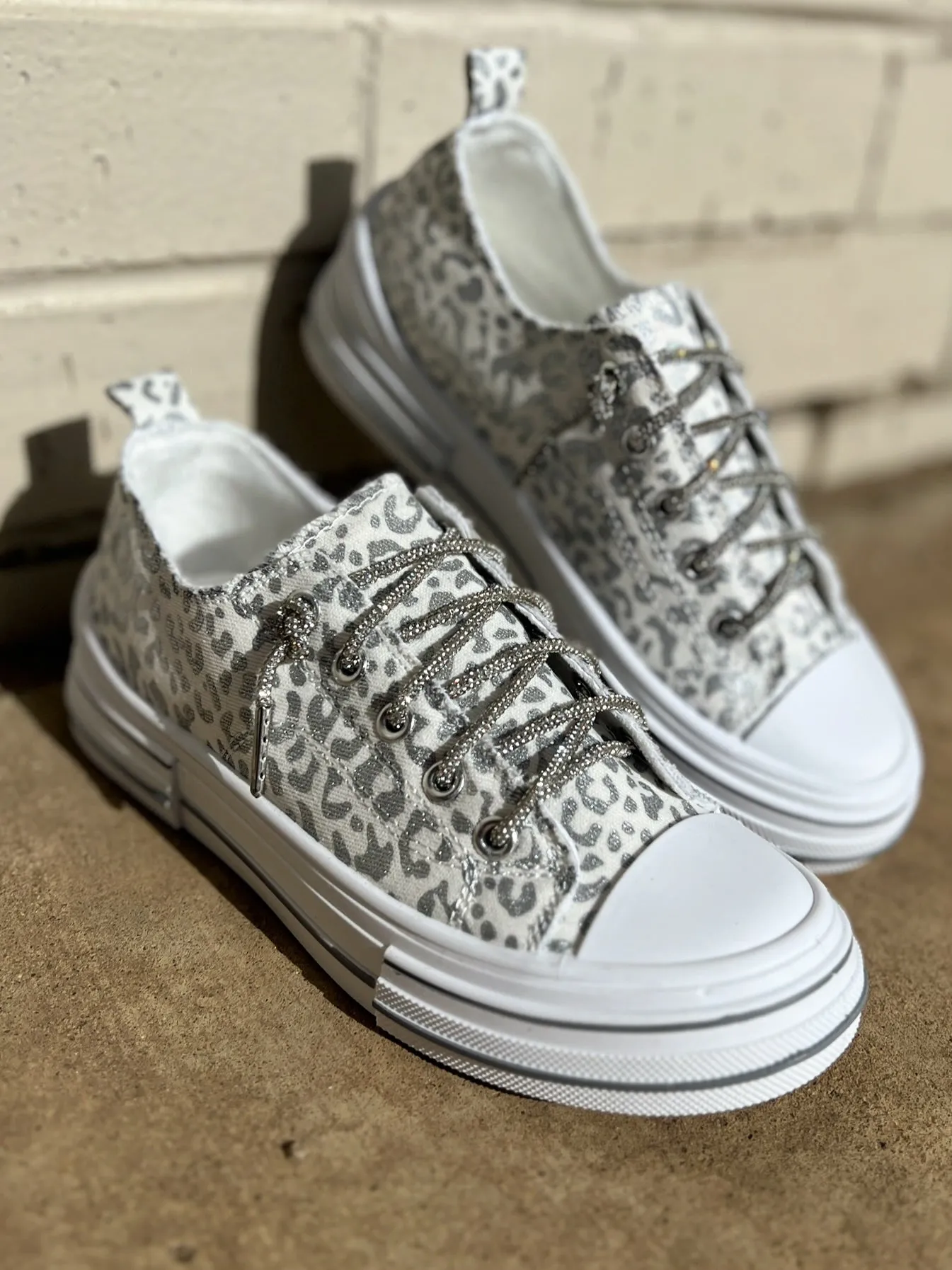 Can I Get An Aman White Leopard Sneakers