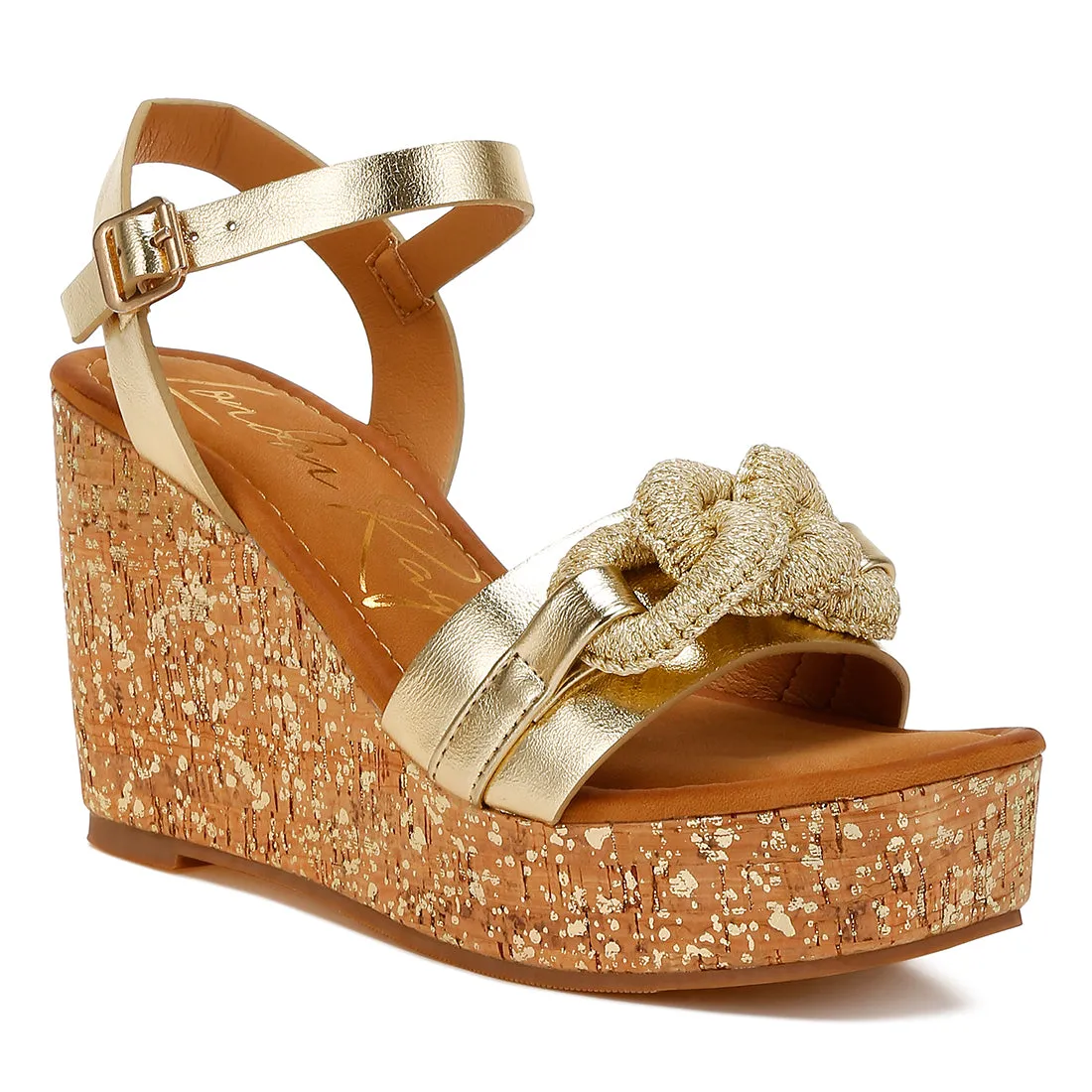 Chain Link Detail Wedge Sandals