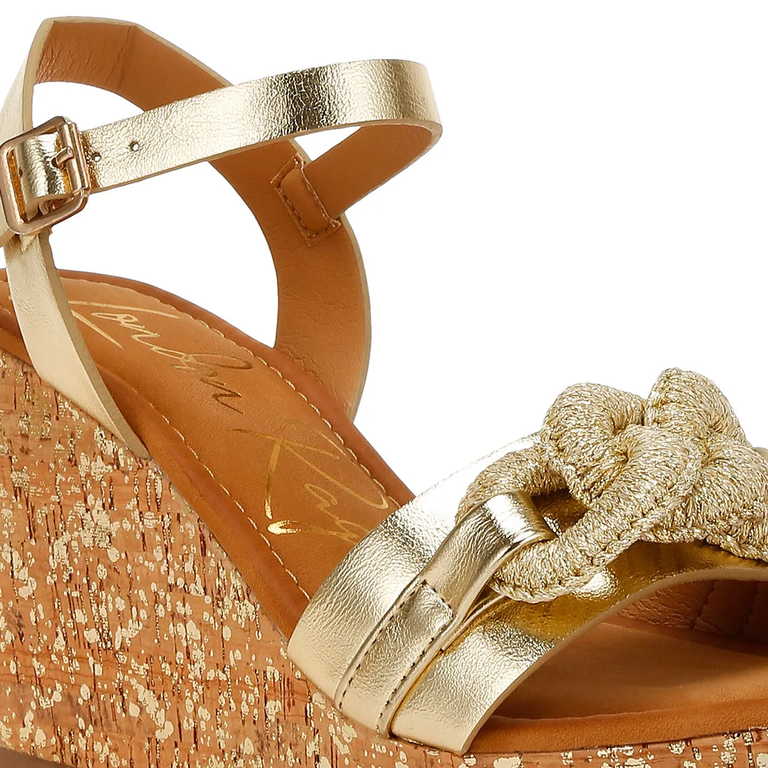 Chain Link Detail Wedge Sandals