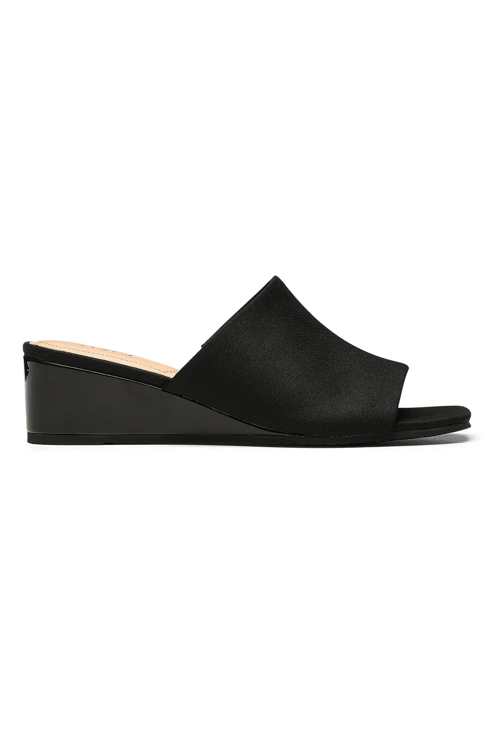 Claudine Wedge Mule Sandals - Black