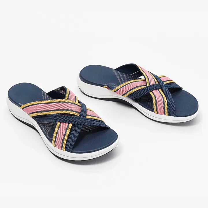 Cross Strap Slide Sandals