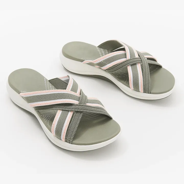 Cross Strap Slide Sandals