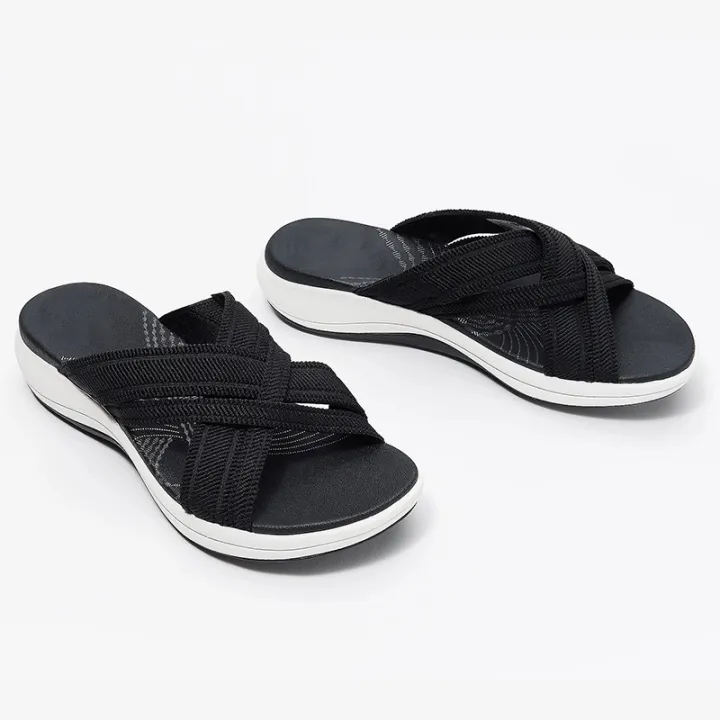 Cross Strap Slide Sandals