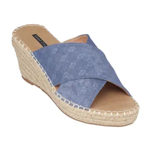 Darline Blue Espadrille Wedge Sandals