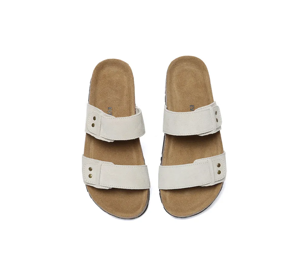 Double Straps Embossed Slip-on Summer Sandal Slides Aurelia