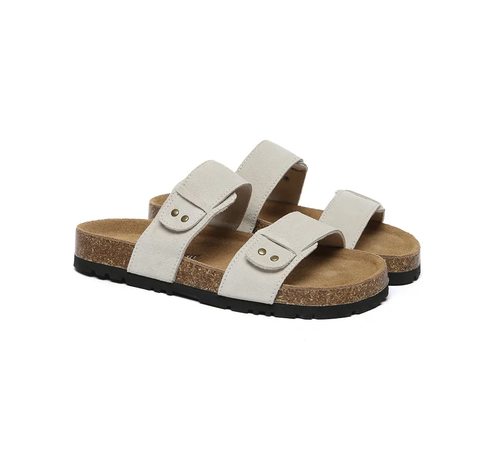 Double Straps Embossed Slip-on Summer Sandal Slides Aurelia