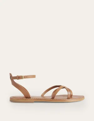 Easy Flat Sandals-Tan Leather