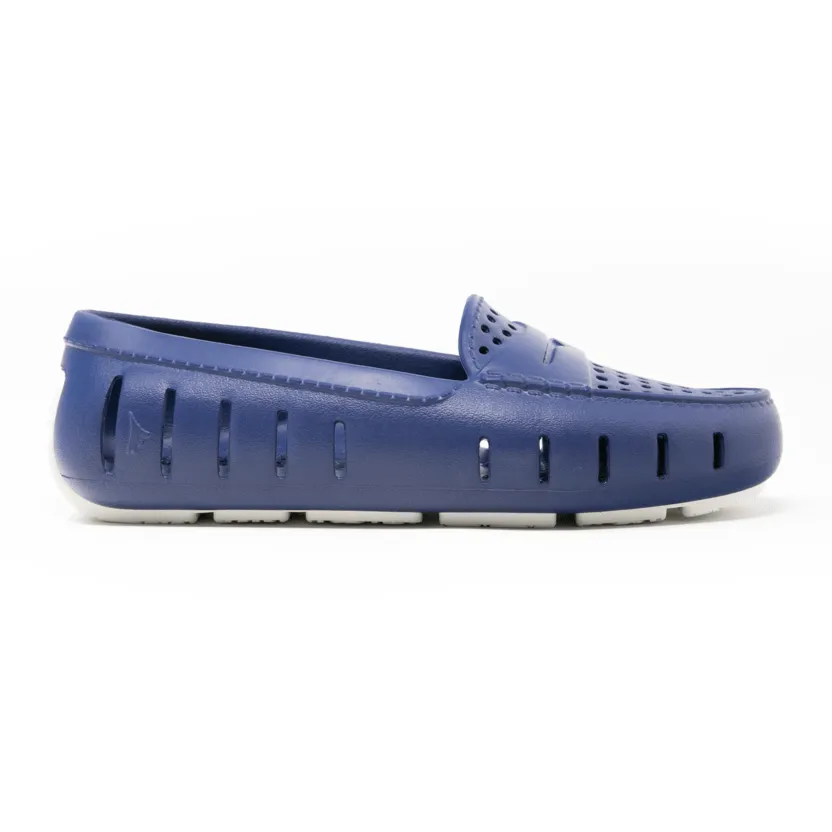 Floafers Women's Posh Driver Loafers- Navy Peony/ White