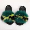 fur slides for women REAL BIG FURRY slippers flush soft raccoon outdoor slider sandals fox fur slipper