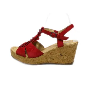 Gabor Wedge Sandals Suede Red Colour For Women