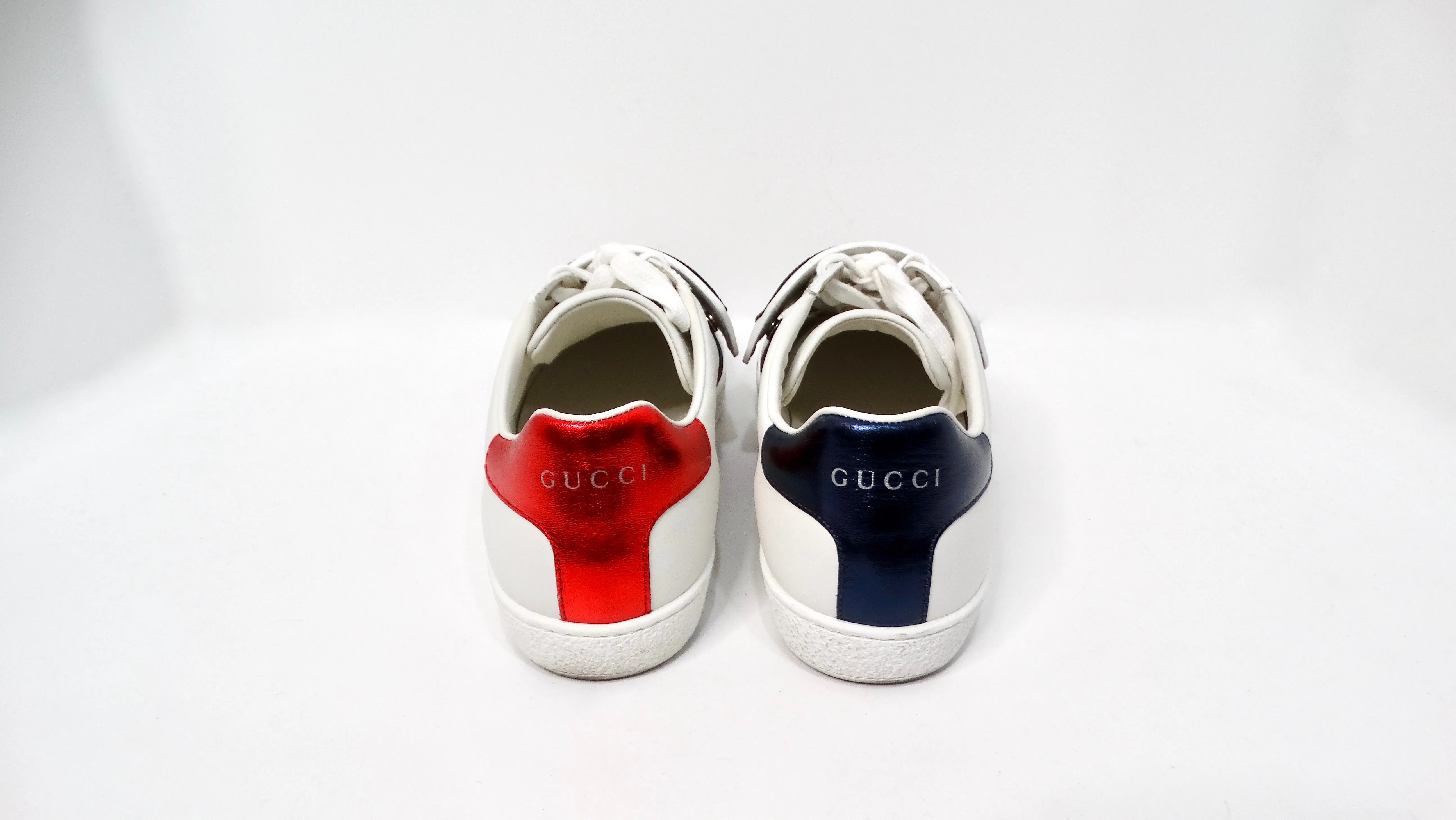 Gucci Crystal Web "LOVED" White Calfskin Leather Sneakers