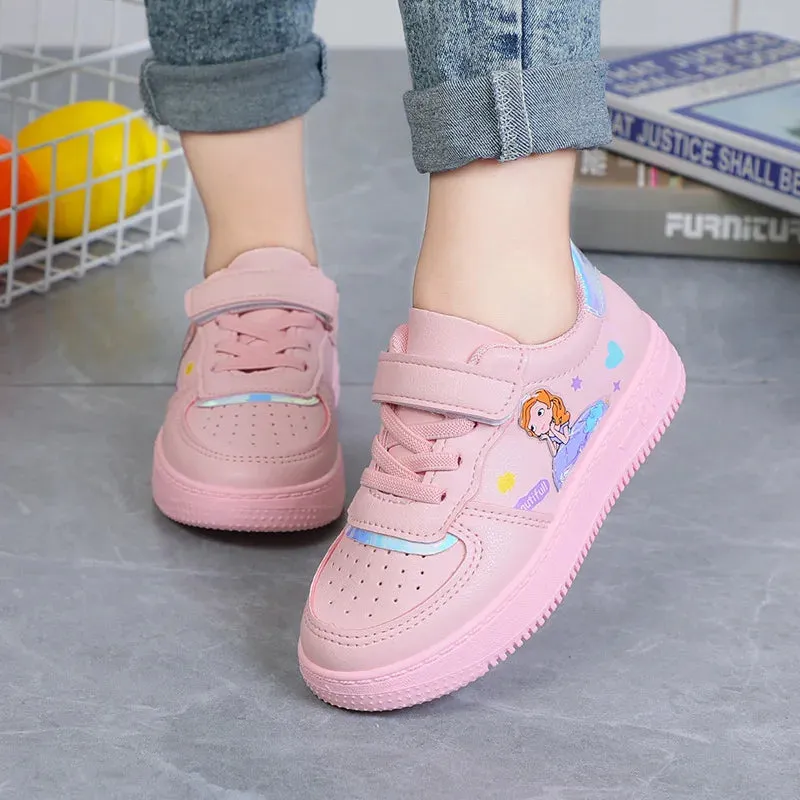 Kids Sneakers Cartoon Pattern Design Girls Sports Shoes Non-slip Children Flat Shoes Breathable Outdoor Baby Running Footwear