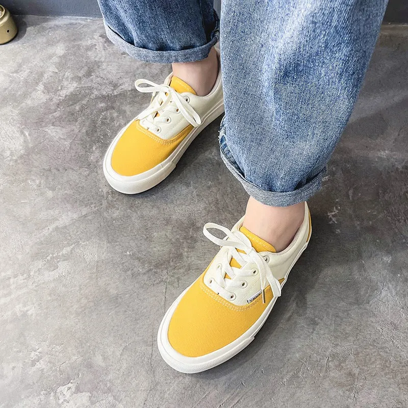 Korean Style Color Matching Stitching Female Cute Canvas Shoes