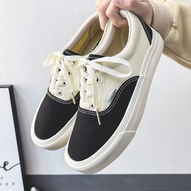 Korean Style Color Matching Stitching Female Cute Canvas Shoes