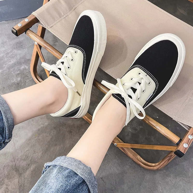 Korean Style Color Matching Stitching Female Cute Canvas Shoes