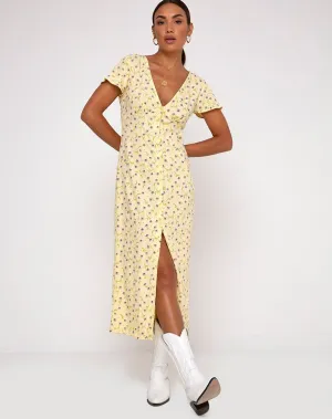 Larin Midi Dress in Wild Flower Lemon Drop