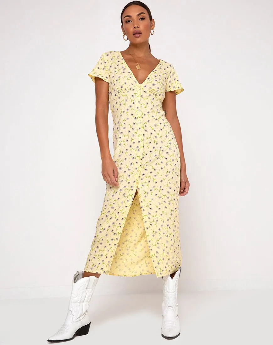 Larin Midi Dress in Wild Flower Lemon Drop