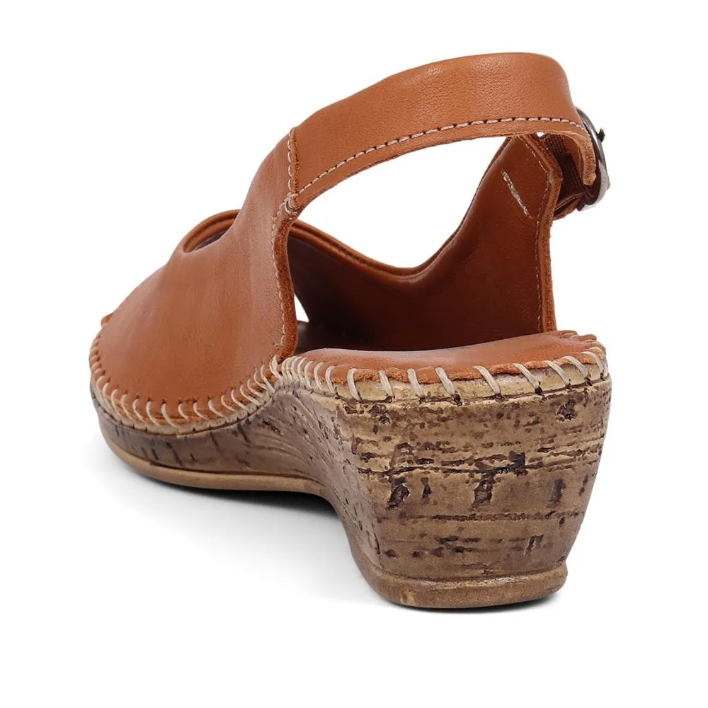 Leather Slingback Low Wedges  - HAK39017 / 325 516