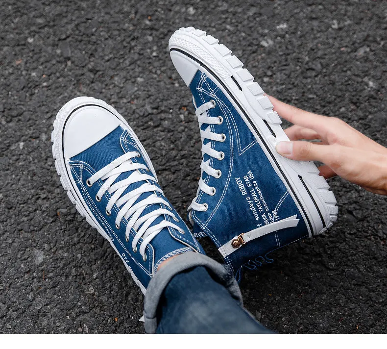 Men's Breathable High Top Trend Casual Canvas Shoes