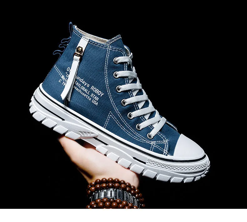 Men's Breathable High Top Trend Casual Canvas Shoes