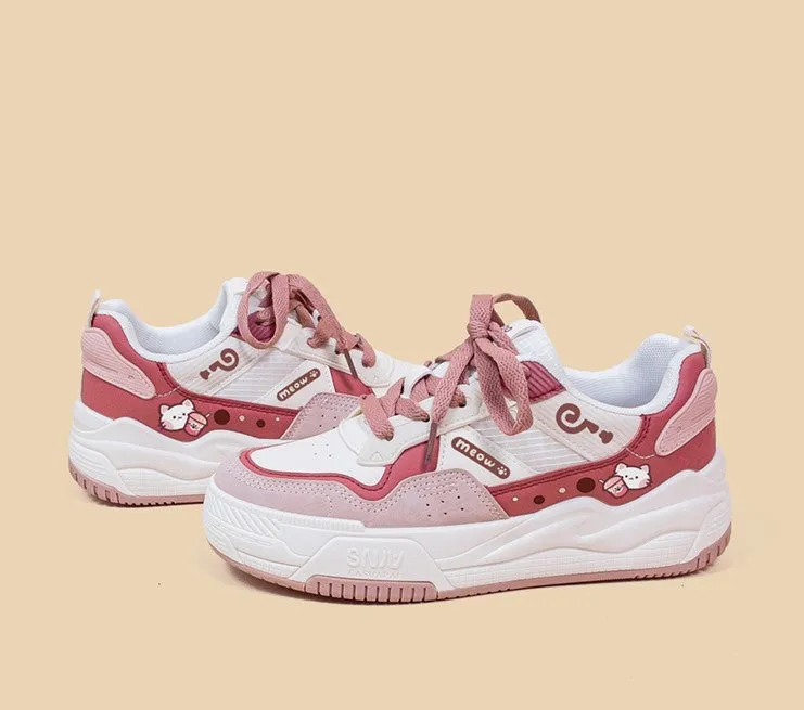 Meow Milk Tea Red Pink Sporty Sneakers Running Shoes