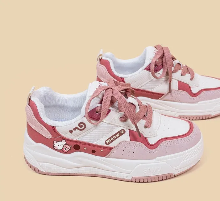 Meow Milk Tea Red Pink Sporty Sneakers Running Shoes