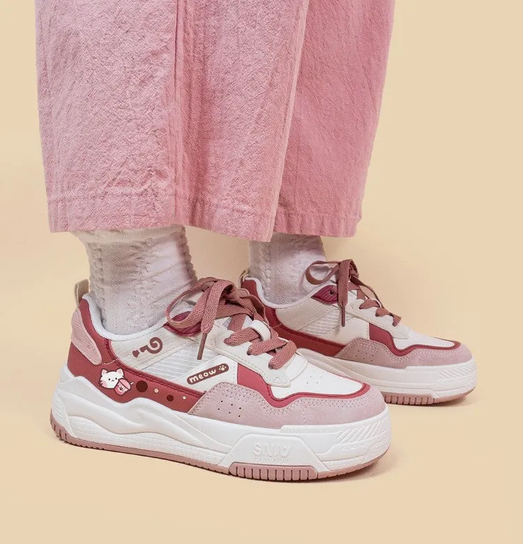 Meow Milk Tea Red Pink Sporty Sneakers Running Shoes