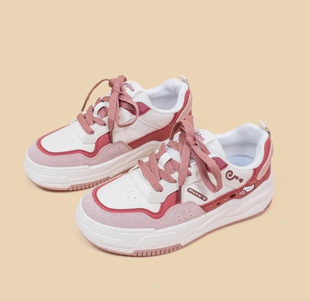 Meow Milk Tea Red Pink Sporty Sneakers Running Shoes