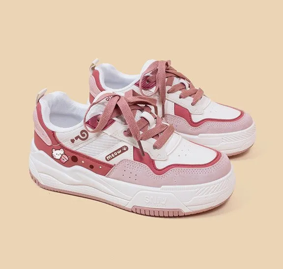 Meow Milk Tea Red Pink Sporty Sneakers Running Shoes