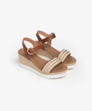 NERO GIARDINI LEATHER WEDGE SANDALS