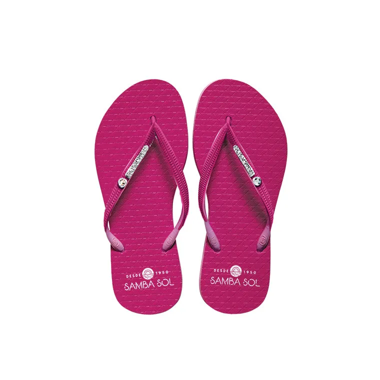 Samba Sol Women's Crystal Collection Flip Flops - Hot Pink Crystal