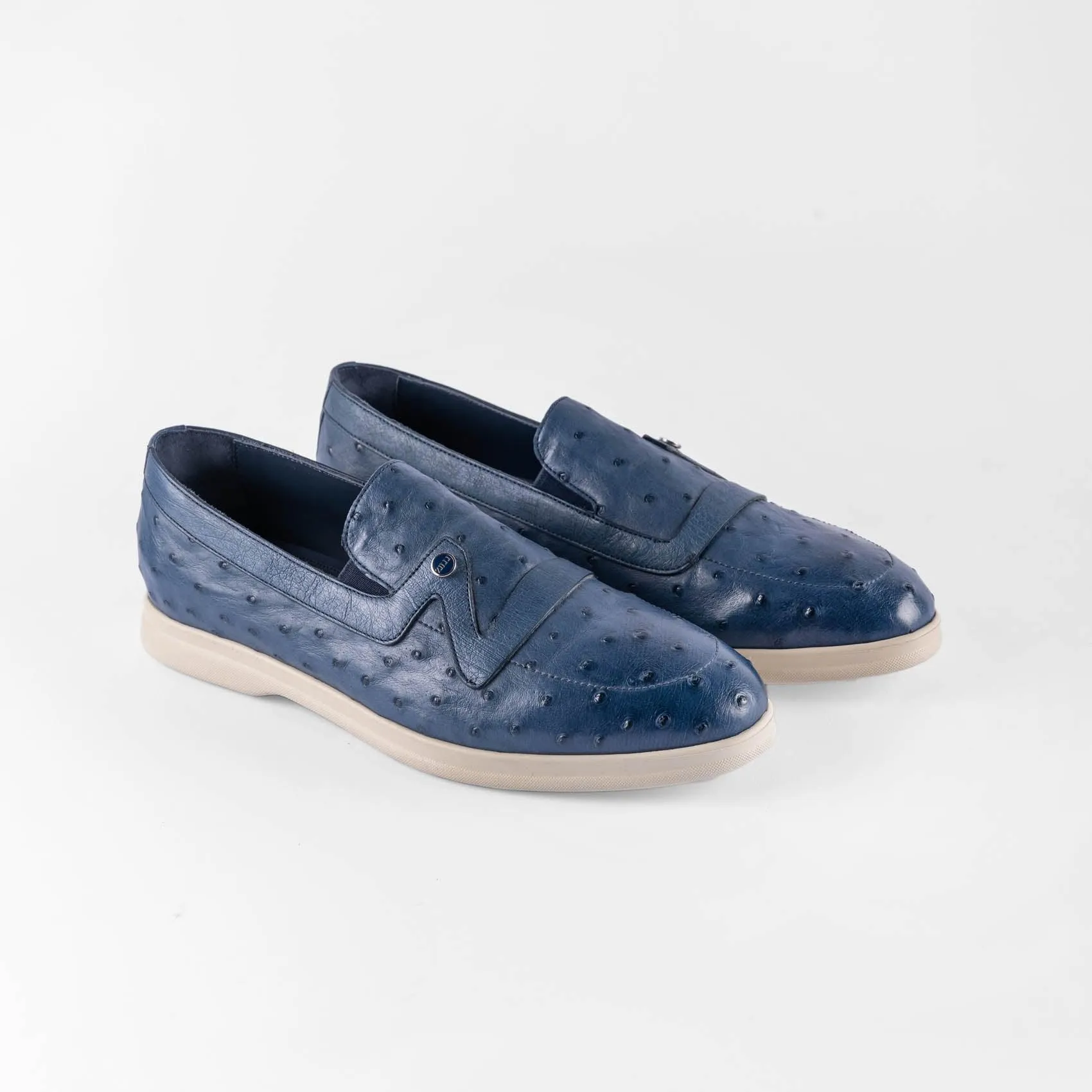 Shoes loafer casual ostrich leather