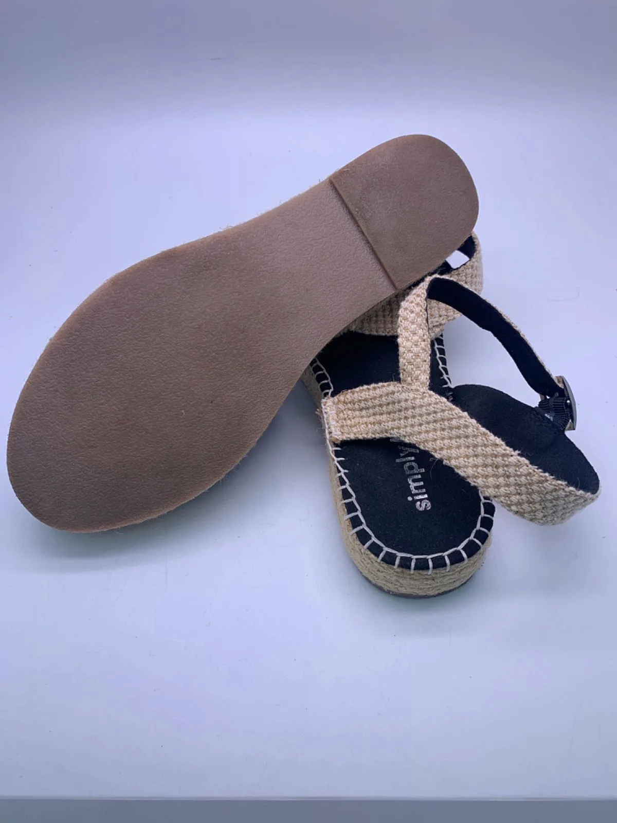 Simply Be Black Woven Espadrille Wedge Sandals UK 7