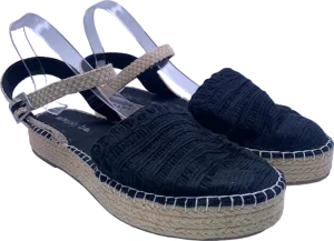 Simply Be Black Woven Espadrille Wedge Sandals UK 7