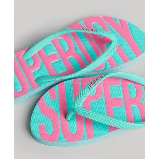 Superdry Womens Vintage Vegan Flip Flops Aqua