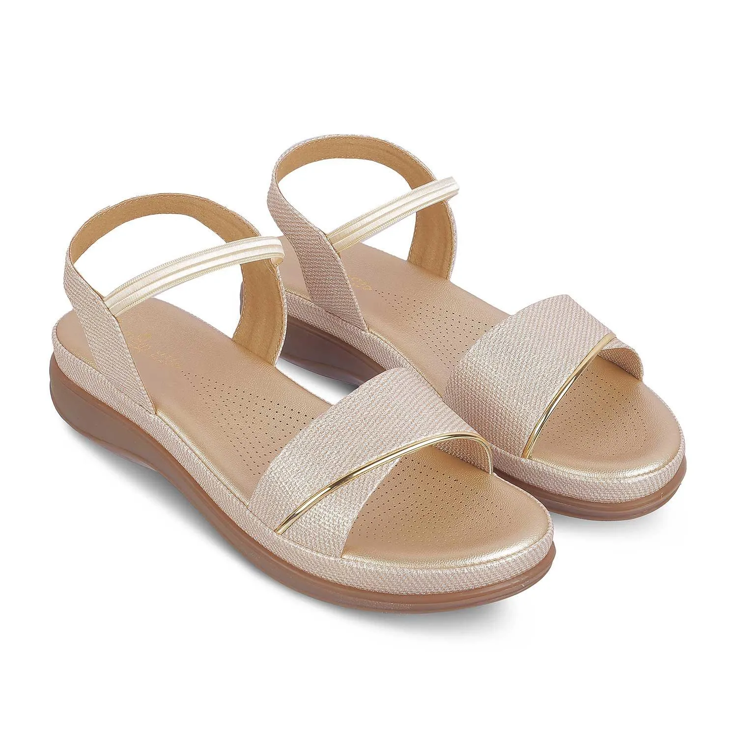 The Linz Gold Women's Casual Wedge Sandals Tresmode