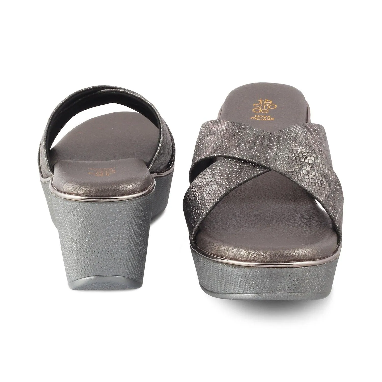 The Savvy Pewter Women's Dress Wedge Sandals Tresmode