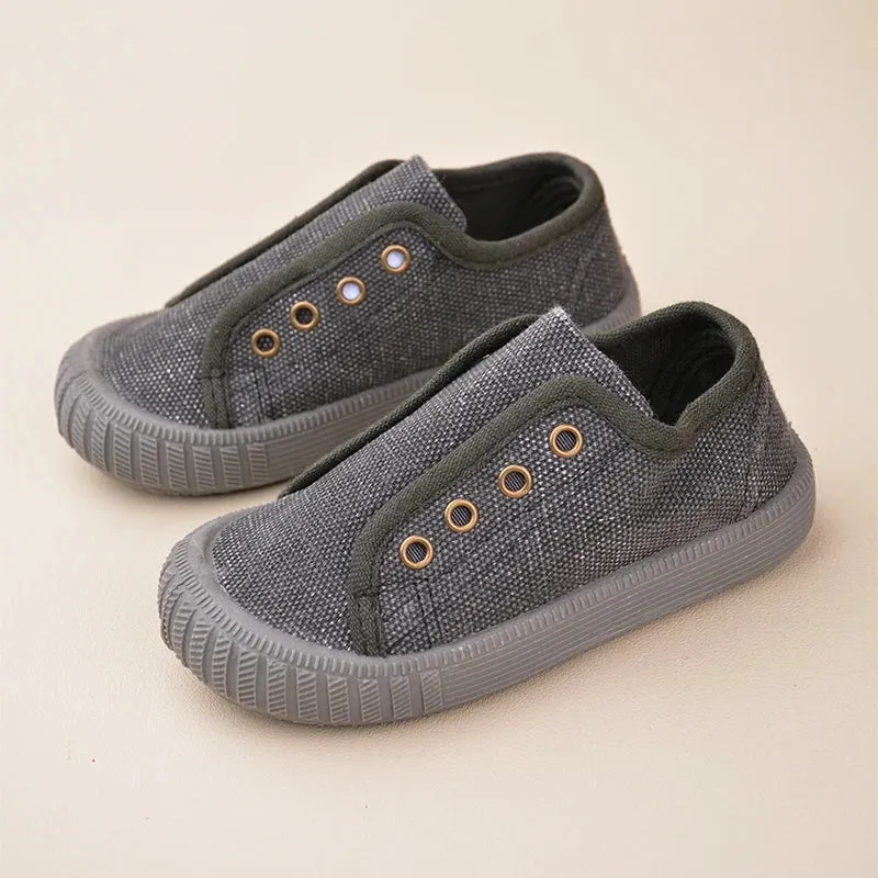 Unisex Toddlers Fashion Slip-on Comfortable Canvas Button Eye Anti Slip Breathable  Sneakers  Kids Casual Sports  Shoes E8063