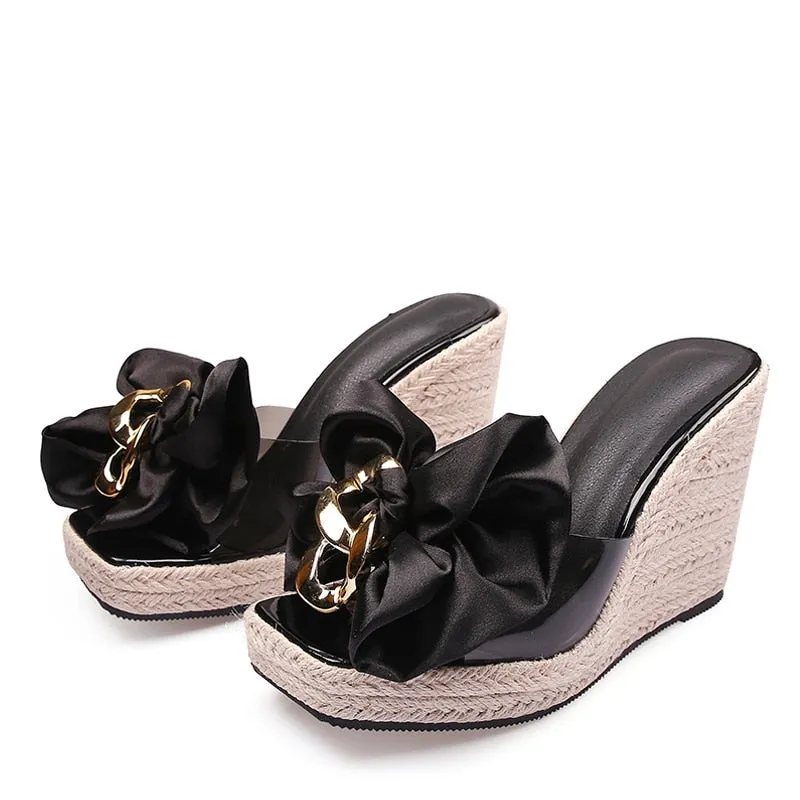 Wedges Pink Butterfly-knot Platform Sandals