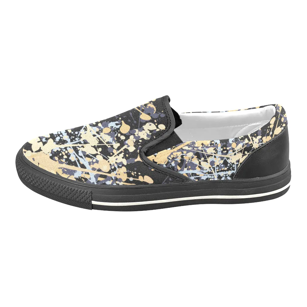 Women Big Size Paint Splatter Print Canvas Slip-on Shoes