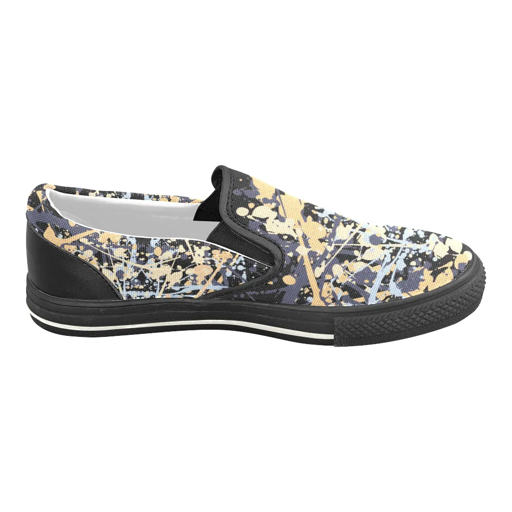 Women Big Size Paint Splatter Print Canvas Slip-on Shoes